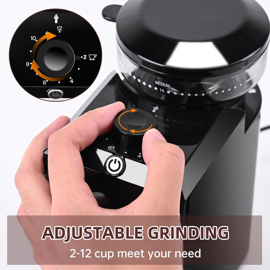 ☕ Electric Burr Coffee Grinder – 28 Grind Settings, 2–12 Cups, 110g Ground Coffee, Black ,200W