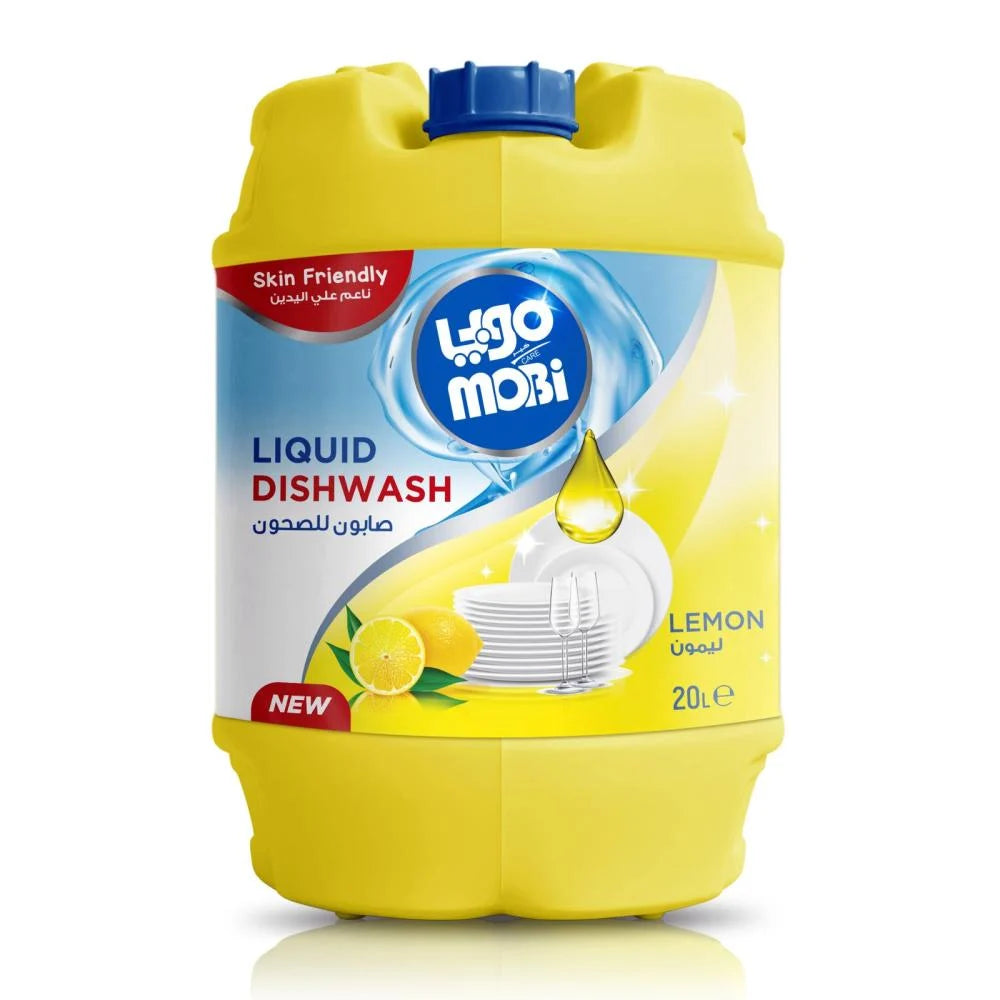 Moby Lemon Dishwashing Liquid – 20L Economy Pack | Powerful Grease Remover with Fresh Lemon Scent