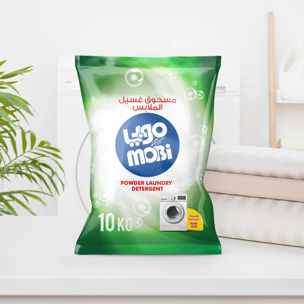 Mobi Green Premium Laundry Detergent Powder – 10 kg | Ultra-Low Foam for Front-Loading Machines