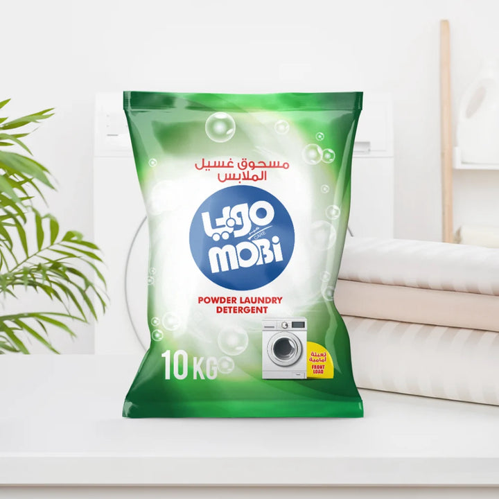 Mobi Green Premium Laundry Detergent Powder – 10 kg | Ultra-Low Foam for Front-Loading Machines