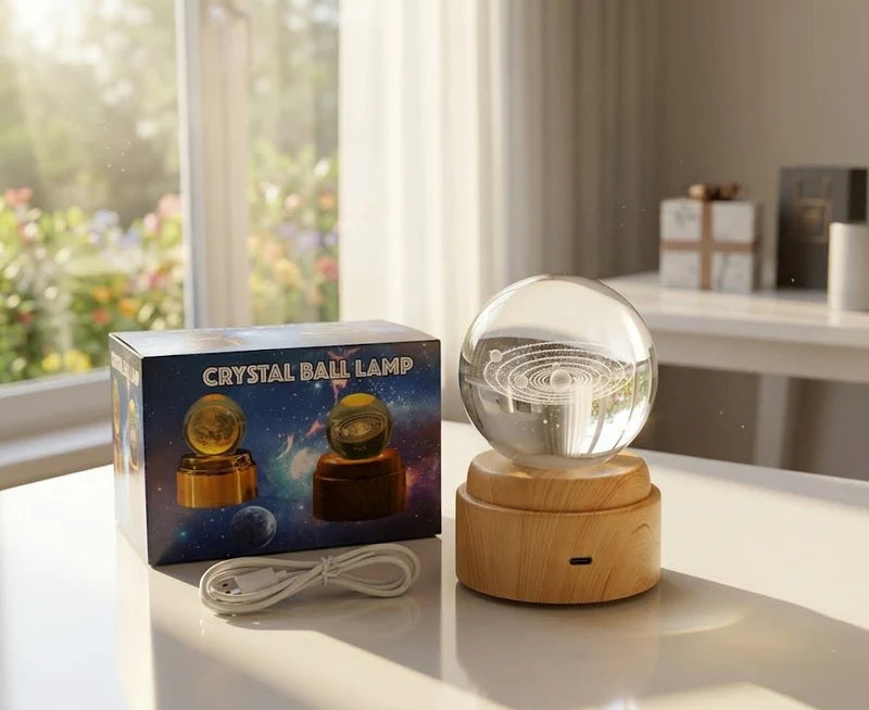 Crystal Ball LED Night Light – Elegant Ambient Lamp (USB Powered)