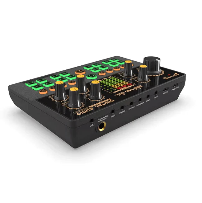 V90 Digital Mixer Live Sound Card – Audio Interface for Streaming, Karaoke & Podcasting