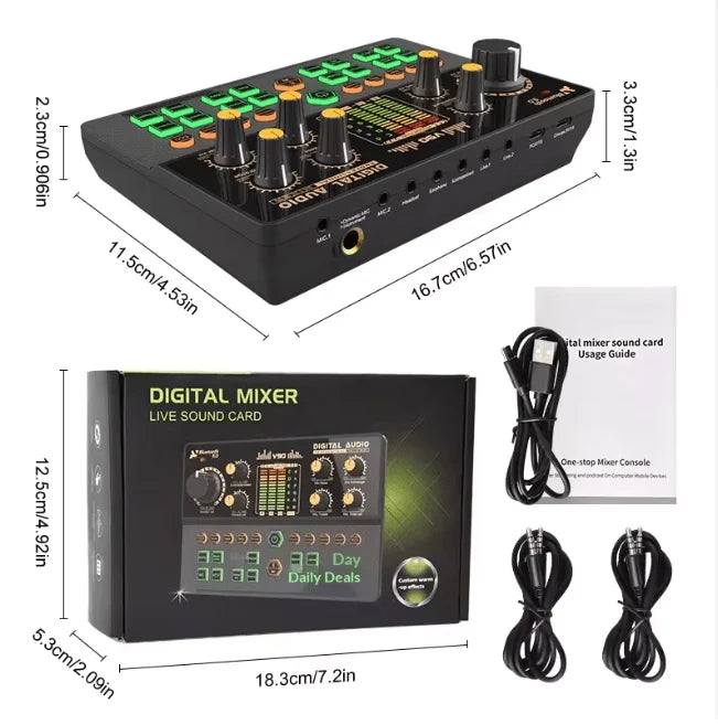 V90 Digital Mixer Live Sound Card – Audio Interface for Streaming, Karaoke & Podcasting