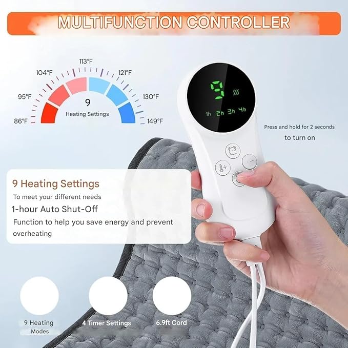 Electric Heating Pad – Digital Temperature Control & Fast Heat Therapy for Pain Relief