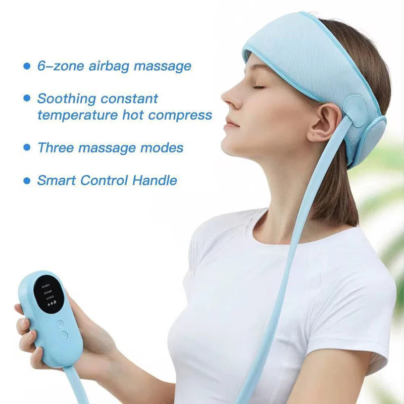 6-Zone Heated Head Massage Cap – Air Compression Massage with Heat Therapy