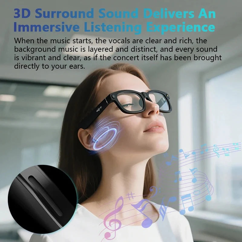 AI Smart Camera Bluetooth Glasses – 8MP HD Camera Wireless Audio Smart Eyewear