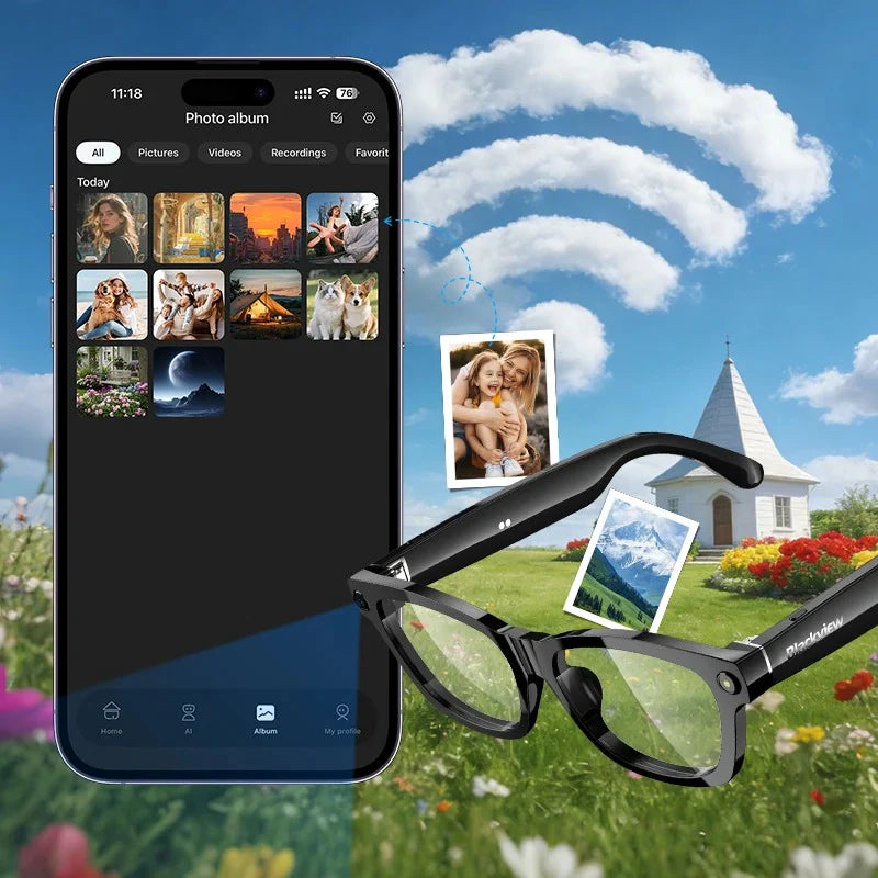AI Smart Camera Bluetooth Glasses – 8MP HD Camera Wireless Audio Smart Eyewear