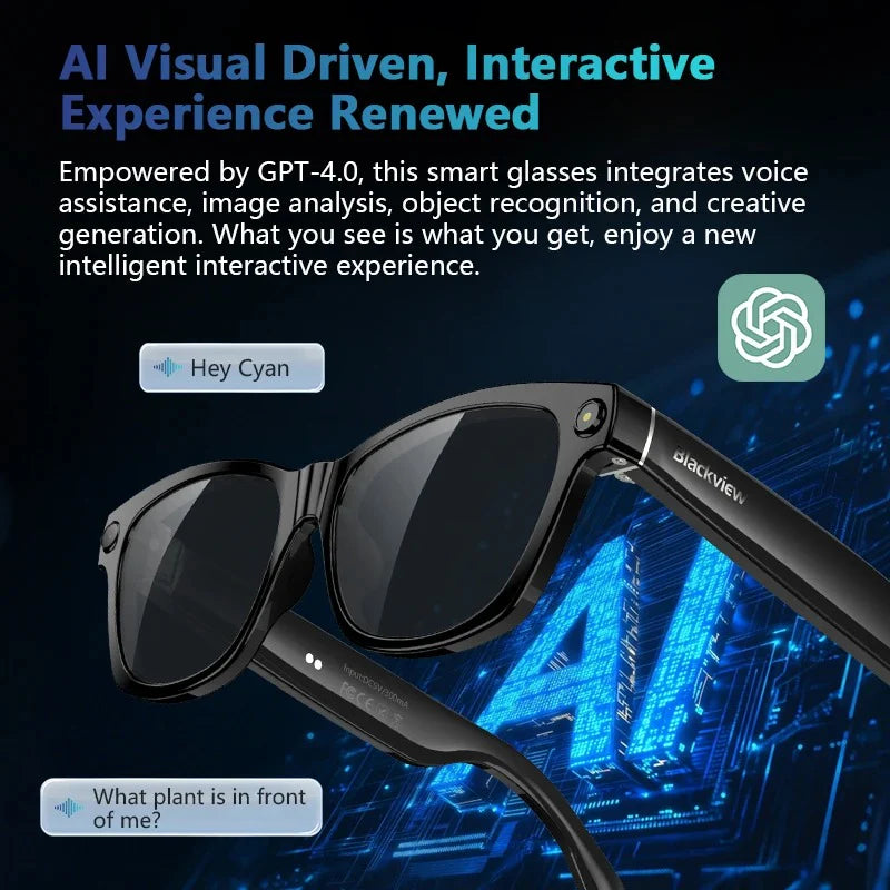AI Smart Camera Bluetooth Glasses – 8MP HD Camera Wireless Audio Smart Eyewear