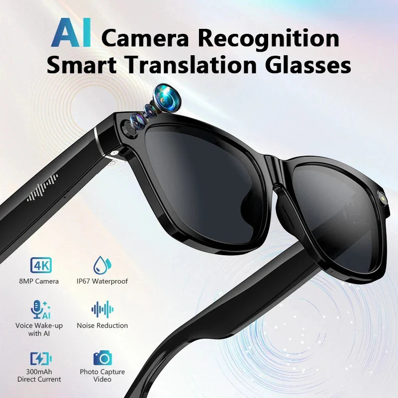 AI Smart Camera Bluetooth Glasses – 8MP HD Camera Wireless Audio Smart Eyewear