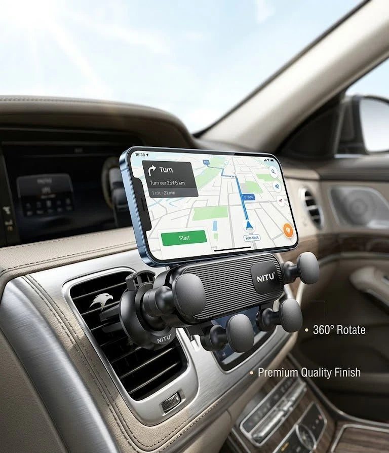 NITU Gravity Car Phone Holder – 360° Auto-Lock Air Vent Mount for Smartphones