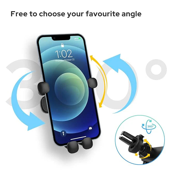 NITU Gravity Car Phone Holder – 360° Auto-Lock Air Vent Mount for Smartphones