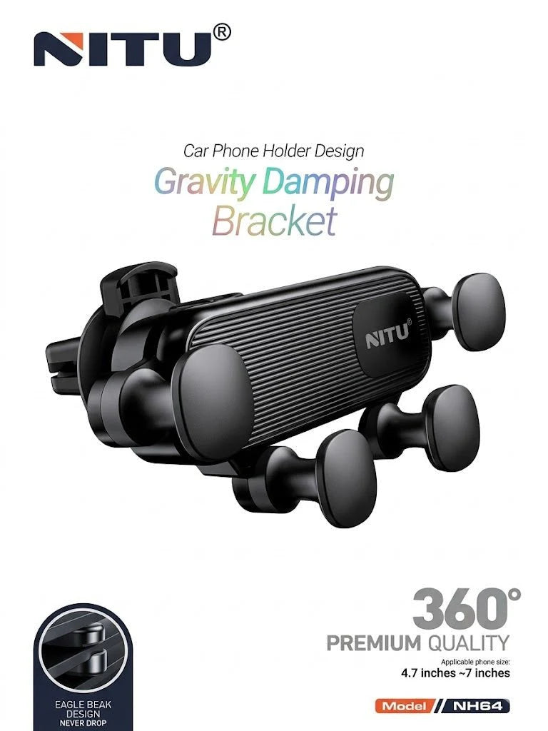 NITU Gravity Car Phone Holder – 360° Auto-Lock Air Vent Mount for Smartphones