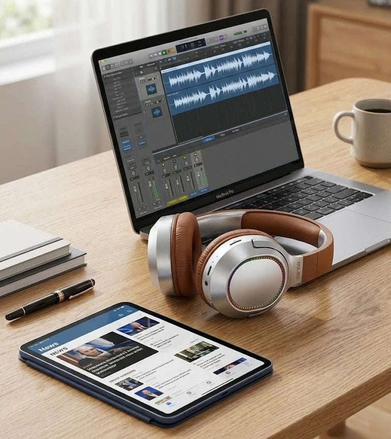 Wireless Over-Ear Headphones – Bluetooth 5.3, 6D Surround Sound, Deep Bass, LED Design