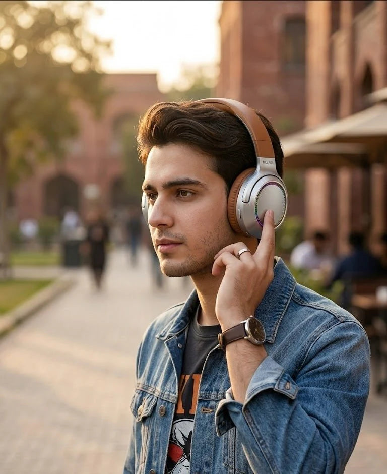 Wireless Over-Ear Headphones – Bluetooth 5.3, 6D Surround Sound, Deep Bass, LED Design